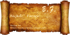 Bajkó Ferenc névjegykártya